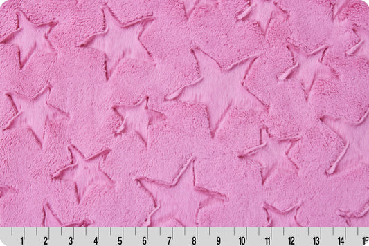 Minky - Luxe Cuddle Stars HOT PINK From Shannon Fabrics