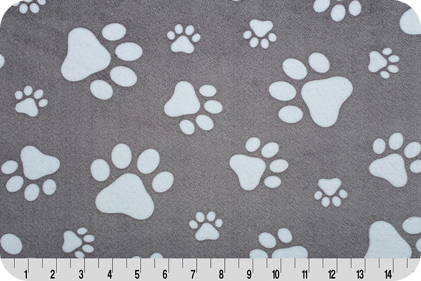 Minky - Paws Cuddle GRAPHITE/ SNOW From Shannon Fabrics - 60" Wide