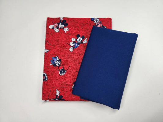 Tossed Mickey and Minnie Mouse on Red Pillow Case Kit