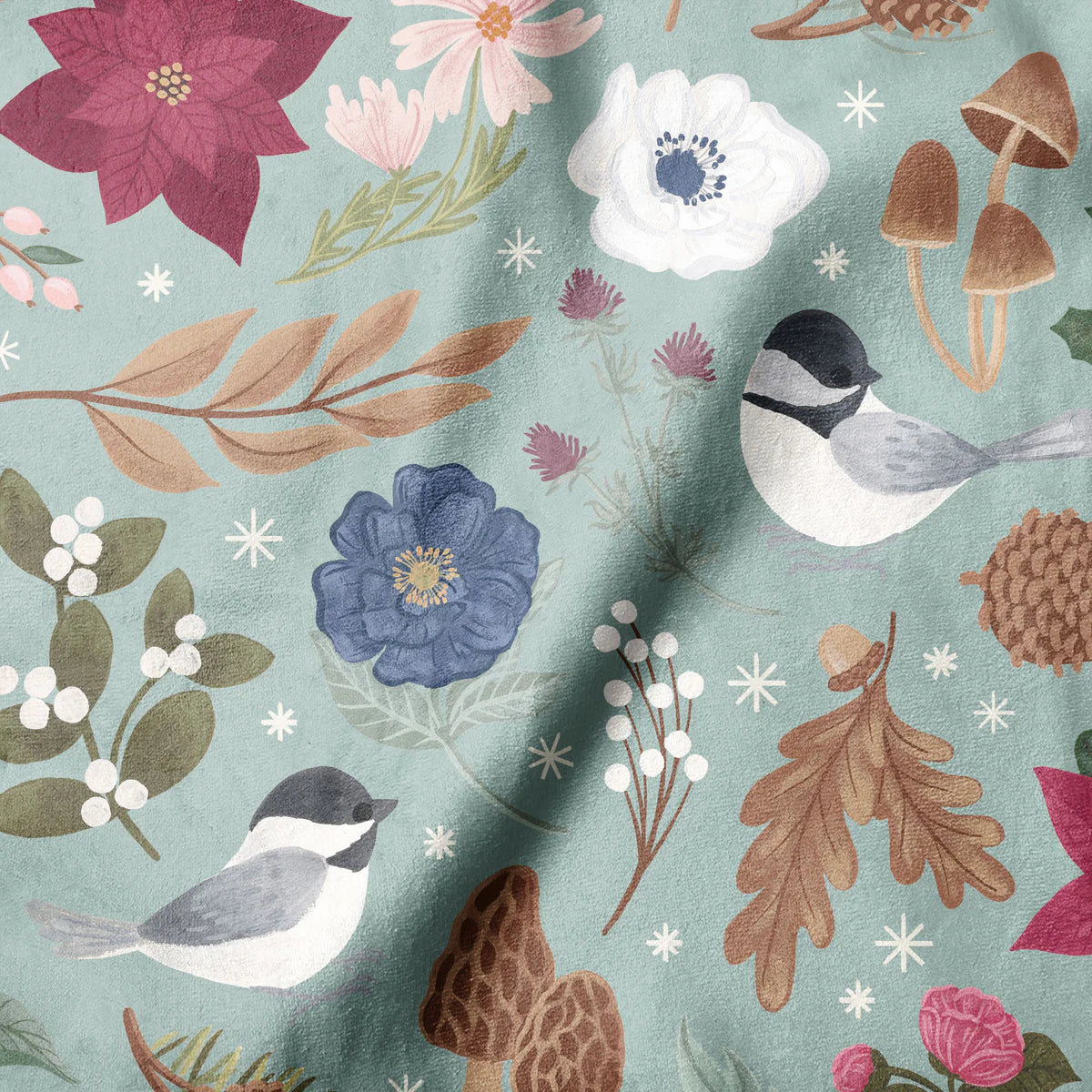 Minky -Winter Spirit in Light Teal from EZ Fabrics - 60" Wide