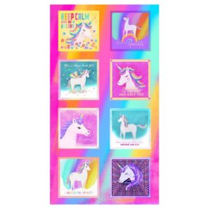 Unicorn Love Digital 9" Block PANEL Multi Color 24"x44" for Clothworks