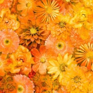 Blossom in Mixed Florals Orange from QT Fabrics