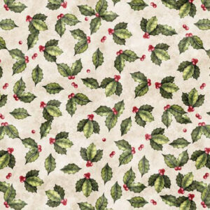 Wideback 108" Holly Toss in Cream from the Wonderful Christmastime Collection