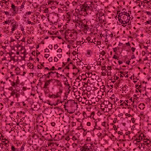 Packed Medallion in Strawberry from the Quilt Room Kitties Collection
